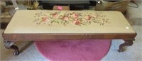 Antique Needlepoint Fireside Bench
