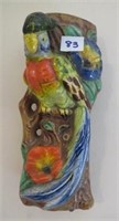 Vintage Ceramic Parrot Motif Wall Pocket