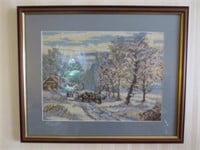 Framed Winter Scene Needlepoint