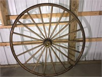 5' 1" Wooden Wagon Wheel, Brass Hub