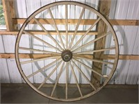 5' 3" Wooden Wagon Wheel, Brass Hub