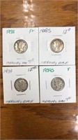 4 Mercury dimes. 1938, 1938 S, 1939, 1939 S