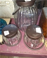 3 glass jars with twinkle lights one smaller
