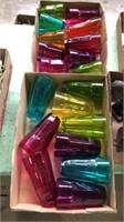 2 flats of colorful drinking glasses, short and