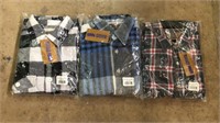 3 new flannel shirts. 2 medium, 1 XL