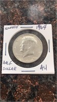 1964 D Kennedy Half AU