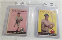 1958 Topps Card #296 Ryne Duren #417 Carl