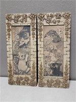 (2) Old Kitten Prints Wood Frames