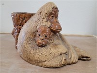 Haeger Pottery Orangutan & Baby Planter vintage