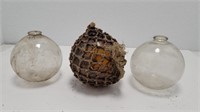 (3) 4" Vtg Glass Fishing Floats Globes