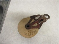 Antique wood Pulley Hudson.