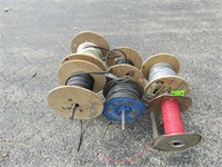Wire spool rack w/contents on spools.