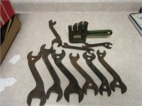 Lot of John Deere wrenches, chain tool.