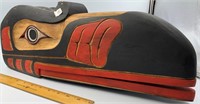 Tlingit style wooden carving w/ articulating lower