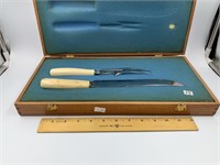 2 Piece carving set w/ fossilized Walrus ivory