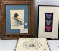 Lot of three pieces of art including a Marianne Wi