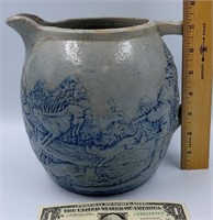Salt glazed stoneware pitcher of German origin cra