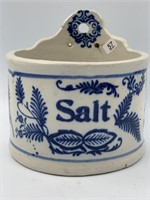 Ceramic salt seller lid is missing approx. 5 3/4"