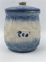 Antique ceramic lidded tea caddy approx. 7"