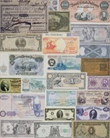 Frame containing currency from around the world so