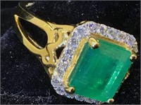 18K Gold Emerald diamond Ring sz7 $9,315