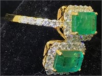 18K Gold Emerald diamond Ring sz7 $8,410