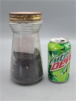 Glass coffee jar  with 7.5 lbs of lead shot
