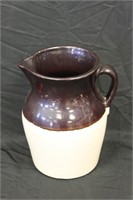 Antique Two-Tone USA Marked Crock Pitcher
