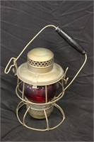 Vintage Adlake Kerosene Red Glass Globe Lantern