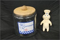 Pillsbury Glass Goodies Jar & Vintage Doll