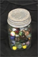 Ball Zinc Top Jar Full of Marbles