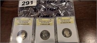 3 SLABBED STATE QUARTERS GRADED MS70 CAMEO