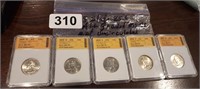 (5) SLABBED STATE QUARTERS GRADED MS70 CAMEO