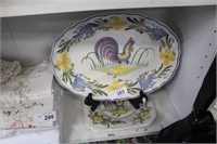 ROOSTER DECORATED PLATTER AND PLATE