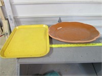 Ceramic Turkey Platter & Cafeteria-style Tray