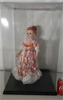 20" Tall Porcelain Doll with Display Enclosed