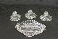 Candlewick Glassware Divided Dish & Candle Holders