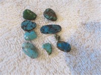 (9) SMALL VINTAGE TURQUOISE STONE .5"