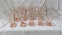 9PC PINK DEPRESSION GLASSES 6.5"T