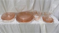 16PC PINK DEPRESSION DISHES - PLACE SETTING FOR