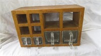 PRIMITIVE WALL CABINET WITH GLASS DRAWERS