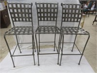 3PC BROWN JORDAN OUTDOOR METAL BAR STOOLS