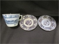 3PC VINTAGE MULBERRY TRANSFERWARE BUTTER PATS,