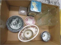 SELECTION OF VINTAGE TRANSFERWARE, HOBNAIL GLASSES