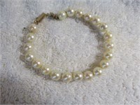 14K GOLD AND PEARL BRACELET 7"