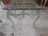 ORNATE FRENCH STYLE IRON AND GLASS TOP SIDE