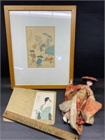 Antique Asian art and doll
