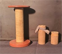 3 Old Wooden Spools ( tallest 8 in )