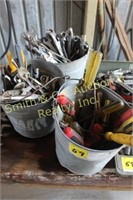 3 Buckets of Tools, Wrenches, Screw Drivers, Plier