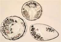 Silver Overlay three floral candy dishes